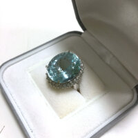 ジュエリー プラチナ アクアマリン18.95CT メレダイヤ総1.00CT リング ♪ 泉ヶ丘 ♪