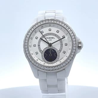 J12 ダイヤベゼル 稼働 ファーズ ドゥ リュヌ セラミック 白 腕時計の画像