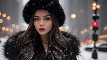 毛皮を着た女性