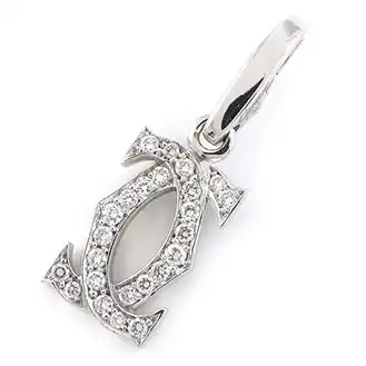 カルティエ 2Cチャーム フルダイヤ K18WG Aランク