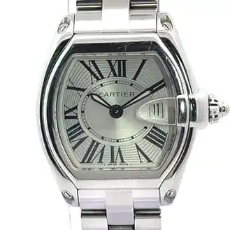 カルティエ ロードスター デイト レディース Qz シルバー文字盤 SS 交換ベルト腕時計