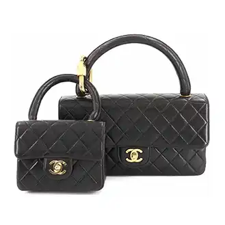 シャネル マトラッセ ラムスキン 親子バッグ 黒