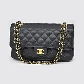 シャネル マトラッセ25 キャビアスキン ダブルフラップ ダブルチェーン 黒