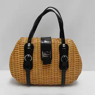 フェラガモ 籠バッグ ハンド ストロー Aランク