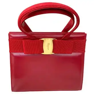 フェラガモ ヴァラリボン ハンドバッグ 2WAY レザー レッド