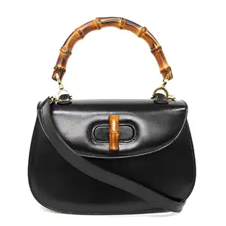 グッチ 2WAY レザー ハンドバッグ バンブー ブラック正面