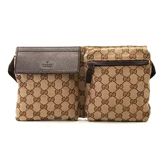 グッチ ウエストバッグ GGキャンバス ブラウン