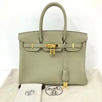 エルメス バーキン30 トリヨンクレマンス ハンドバッグ カーキ系 A刻印
