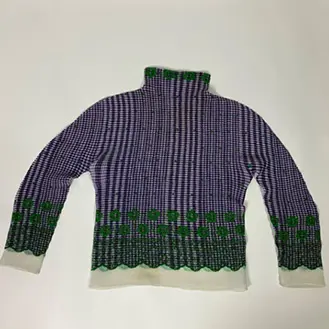 ISSEY MIYAKE クローバー ハイネック 花柄カットソー 紫系