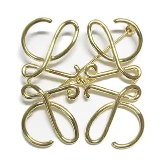 ロエベ アナグラム ブローチ ゴールドカラー Aランク