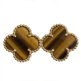 ヴァンクリーフ&アペール ヴィンテージアルハンブライヤ ピアス K18YG 750 タイガーズアイ VCARD40500