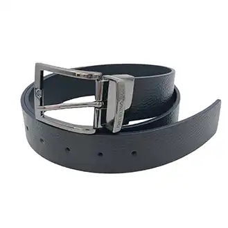 エンポリオアルマーニレザー ブラック金具 ピンバックル リバーシブル ネイビー系xブラック