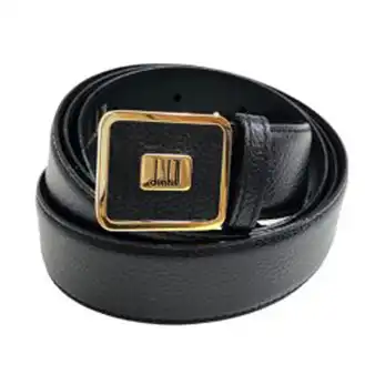 ダンヒル メンズベルト レザー 黒 ゴールドカラーバックル サイズ44/110 未使用