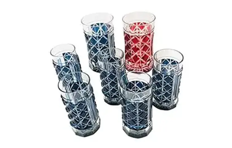 島津薩摩切子 刻印入り 5客セット 薩摩ガラス工芸