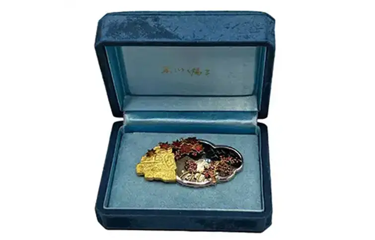 石川暢子 ブローチ 帯留め 総重量40.3g K18 Pt900 紅葉