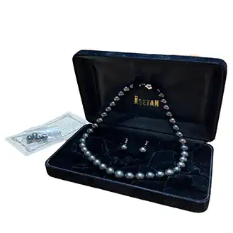 黒蝶真珠 ネックレス10.8mm～8.0mm K14WG 9.0mm イヤリングセット