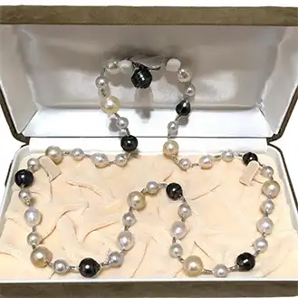 本真珠 アコヤ 黒蝶 ネックレス 9.00㎜-9.02㎜ 12.13-12.25㎜