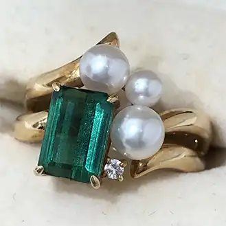 田崎真珠
リング・指輪 K18イエローゴールド/パール トルマリン ダイヤ レディース