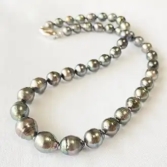 黒蝶真珠 バロックパールネックレス ブラック SV金具