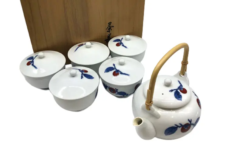 人間国宝 十四代 酒井田柿右衛門 作 染付柿右衛門茶道具 享保黒（茶器）