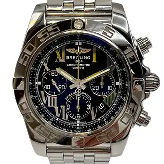 ブライトリング クロノマット 44 黒文字盤 ラバー SS 腕時計
