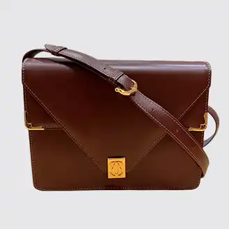 カルティエ マストライン カーフレザー ショルダーバッグ ボルドー系 バッグ