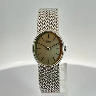 ショパール オーバル 2針 手巻き WG シルバー文字盤 総54.4g 腕時計