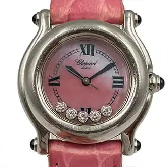 ショパール ハッピースポーツ 5PD クォーツ シェル文字盤 社外革ベルト 稼動未確認 腕時計