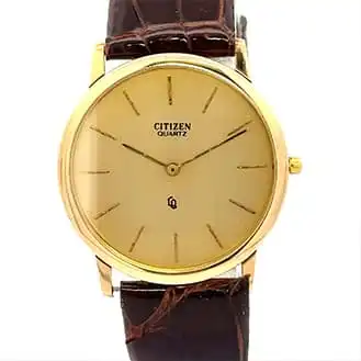シチズン 750 金無垢 革ベルト 腕時計