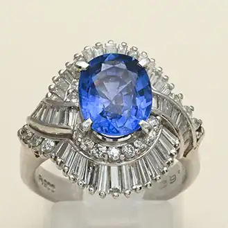 サファイア リング PT900 宝石3.51ct D1.62ct