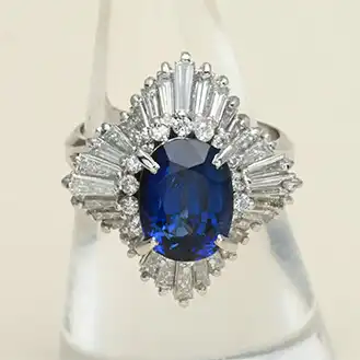 サファイア リング PT900 宝石4.01ct D1.53ct