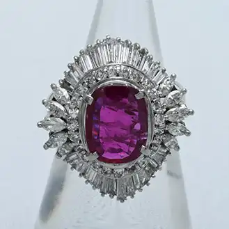 ルビー 
リング PT900 宝石2.26ct D2.21ct