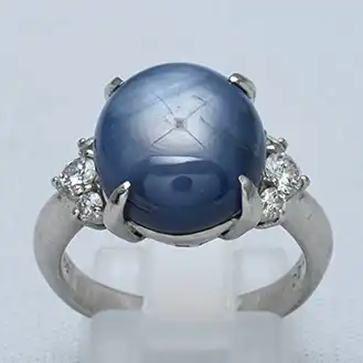 スターサファイア リング PT900 宝石14.16ct D0.45ct
