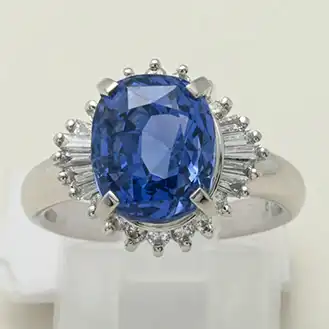 サファイア リング PT900 宝石6.19ct D0.41ct