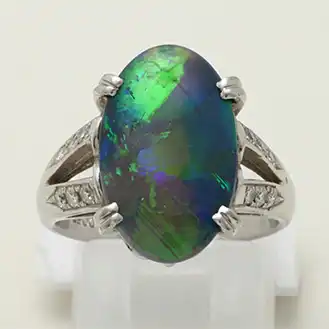 ブラックオパール リング PT900 宝石3.042ct D0.24ct