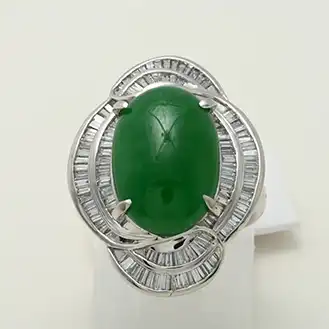 翡翠 リング PT900 宝石6.71ct D0.87ct