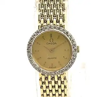 デヴィル ラウンド ダイヤベゼル K14YG 585 金文字盤 総重量34.0g 腕時計