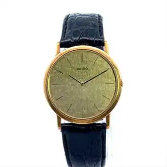 seiko K18KT 無垢 メンズ 革ベルト 腕時計 19.1