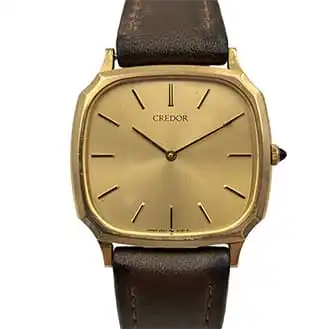 seiko クレドール スクエア ゴールドカラー文字盤 14K/SS 腕時計