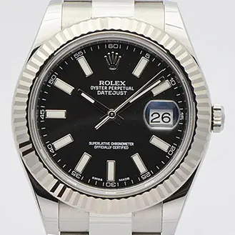 ロレックス デイトジャスト WG×SS 黒文字盤 116334 ランダム 保証書あり 腕時計