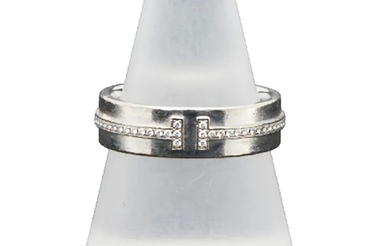 ティファニー T TWOリング ナローダイヤモンド K18WG