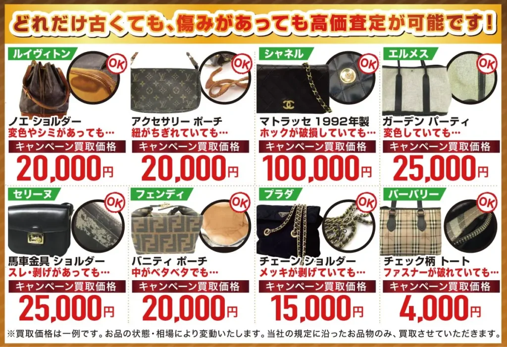 どれだけ古くても、傷みがあっても高価査定が可能です!